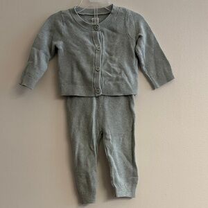 Light aquamarine/blue Knit Baby Cardigan and Pants Set 6-12m